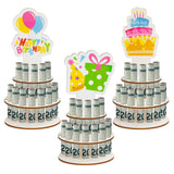 3Pcs Wooden Birthday Money Holder for Cash Gift, Double Layer Cash Holders with 25 Holes, Happy Birthday Cash Cake Money Holder for Placing Money Boys Girls Bady Party Supplies Decoration