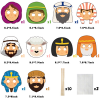 22PCS Passover Character Masks, Laminated Jewish Pesach Festival Stick Puppets for Seder, Happy Passover Cartoon Egypt Party Favor Role Play Decor for Home Classroom Game Religious Story Time