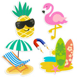 4pcs Cruise Door Magnets Decorations Magnetic, Refrigerator Car Cabin Ship Magnet, Tropical Beach Summer Hawaii Decal, Flamingo Pineapple Surfboard Fridge Sticker for Home Kitchen Cabinet Decor