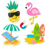 4pcs Cruise Door Magnets Decorations Magnetic, Refrigerator Car Cabin Ship Magnet, Tropical Beach Summer Hawaii Decal, Flamingo Pineapple Surfboard Fridge Sticker for Home Kitchen Cabinet Decor