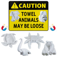 Cruise Door Decorations Magnetic - 5PCS Caution Towel Animals Magnet, Funny Cruise Ship Car Cabin Refrigerator Magnet Decal, Sea Ocean Magnetic Fridge Stickers for Home Kitchen Cabinet Decor