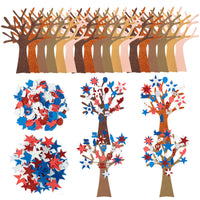 232pcs 4th of July Tree Craft Foam Sticker, Independence Day Glitter Foam Self Adhesive Stickers, Make Your Own Patriotic Star Trees Party Decors Supplies for Kids Art Home Classroom Activities