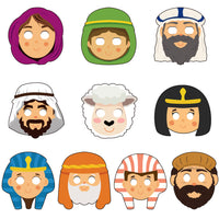 22PCS Passover Character Masks, Laminated Jewish Pesach Festival Stick Puppets for Seder, Happy Passover Cartoon Egypt Party Favor Role Play Decor for Home Classroom Game Religious Story Time