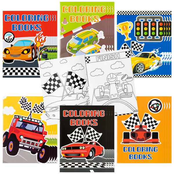 24pcs Race Car Coloring Books Bulk for Kids Party Favors, Racing Small Art Color Book for Goody Bags Birthday Painting Games Gifts, Truck Transportation Themed DIY Doodle Mini Booklet Supplies