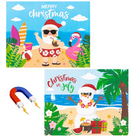 2pcs Christmas in July Cruise Door Magnet Decorations Magnetic, Summer Beach Refrigerator Car Cabin Ship Magnet Decor, July Xmas Tropical Hawaii Magnetic Decals Fridge Sticker for Home Kitchen