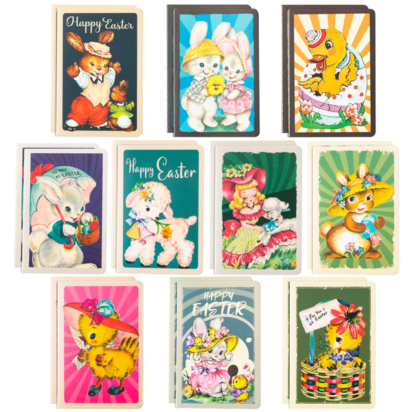 20Pcs Easter Notepad for Kids, Vintage Easter Mini Pocket Notebooks Party Favors, Retro Bunny Chicks Small Notepads Set, Classroom Memo Rewards Prize Gift for Office School Home Supplies