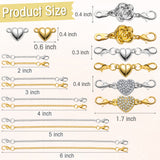 JAPBOR 20Pcs Magnetic Necklace Clasps and Closures, Rose Heart Shaped Jewelry Magnet Clasp, Gold Silver Extenders Lobster Clasps Locking Converter for DIY Necklace Bracelets Jewelry Craft Making