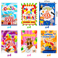 24pcs Carnival Coloring Books for Kids, Circus Carnivals Party Favors Color Pages Drawing Booklet Supplies, Showman Themed DIY Art Doodle Colouring Book Bulk Painting Games Goodie Bag Fillers