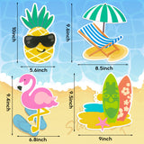 4pcs Cruise Door Magnets Decorations Magnetic, Refrigerator Car Cabin Ship Magnet, Tropical Beach Summer Hawaii Decal, Flamingo Pineapple Surfboard Fridge Sticker for Home Kitchen Cabinet Decor