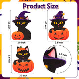 3Pcs Halloween Wooden Centerpieces Table Decorations, Witch Hat Black Cat Pumpkin Tiered Tray Set Desk Decor, Happy Fall Halloween Party Themed Sign Wood Block Tabletop Décor for Home Kitchen