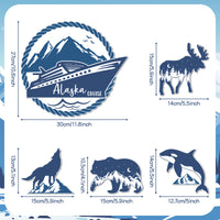 Cruise Door Decorations Magnetic - 5PCS Alaska Cruise Magnet, Alaskan Themed Ship Car Cabin Refrigerator Magnets Decal, Wolf Bear Deer Whale Magnetic Fridge Stickers for Home Kitchen Decor