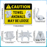 Cruise Door Decorations Magnetic - 5PCS Caution Towel Animals Magnet, Funny Cruise Ship Car Cabin Refrigerator Magnet Decal, Sea Ocean Magnetic Fridge Stickers for Home Kitchen Cabinet Decor