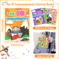 The Ten Commandments Coloring Books - 24PCS Christian Colouring Book Bulk for Kid Party Favor, 10 Commandment DIY Art Drawing Booklet Goodie Bag Filler Religious Painting Sunday School Supplies