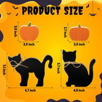 4PCS Halloween Wooden Centerpieces Table Decorations, Black Cat Pumpkin Tiered Tray Set Decor, Reversible Happy Fall Halloween Party Themed Sign Wood Block Table Topper Décor for Home Kitchen