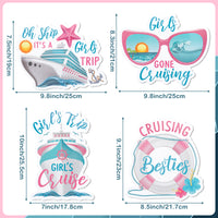 Cruise Door Decorations Magnetic - 4PCS Oh Ship It’s A Girls Trip Magnets, Girl Cruise Ship Car Cabin Refrigerator Magnet Decal, Cruising Besties Magnetic Fridge Stickers for Home Kitchen Decor