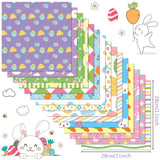 60 Sheet Easter Pattern Scrapbook Paper, Happy Easter Spring Decoupage Origami Paper, Double-Sided Bunny Rabbit Egg Craft Papers Making Card for DIY Party Decor Supplies Gift Decorative