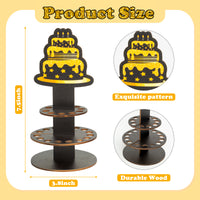 3Pcs Wooden Birthday Money Holder for Cash Gift, Double Layer Cash Holders with 25 Holes, Happy Birthday Cake Money Holder for Bady Party Placing Money Decoration Supplies（Black Gold）