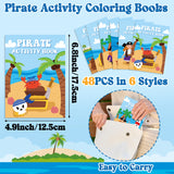 JAPBOR Pirate Activity Coloring Books - 48PCS Mini Pirates Activities Colouring Book Bulk for Kid Party Favor, Summer Nautical Theme Drawing Booklet Goodie Bag Filler, Birthday Class Painting Game