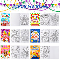 24pcs Carnival Coloring Books for Kids, Circus Carnivals Party Favors Color Pages Drawing Booklet Supplies, Showman Themed DIY Art Doodle Colouring Book Bulk Painting Games Goodie Bag Fillers