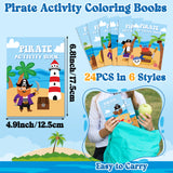 JAPBOR Pirate Activity Coloring Books - 24PCS Mini Pirates Activities Colouring Book Bulk for Kid Party Favor, Summer Nautical Theme Drawing Booklet Goodie Bag Filler, Birthday Class Painting Game