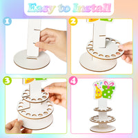 3Pcs Wooden Birthday Money Holder for Cash Gift, Double Layer Cash Holders with 25 Holes, Happy Birthday Cash Cake Money Holder for Placing Money Boys Girls Bady Party Supplies Decoration