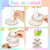 3Pcs Wooden Birthday Money Holder for Cash Gift, Double Layer Cash Holders with 25 Holes, Happy Birthday Cash Cake Money Holder for Placing Money Boys Girls Bady Party Supplies Decoration