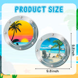 4pcs Cruise Door Magnets, Summer Refrigerator Car Magnet, Beach Palm Tree Magnetic Decals, Ocean Hawaii Vacation Nature Scenery Fridge Stickers for Home Kitchen Door Cabinet Decor (9.8 Inch)