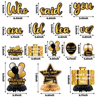 14PCS Farewell Party Decorations Set, Gold and Black Who Said You Could Leave Banner, Will Miss You Hanging Swirls Honeycomb Centerpieces, Women Men Retirement Going Away Goodbye Party Supplies