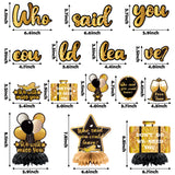 14PCS Farewell Party Decorations Set, Gold and Black Who Said You Could Leave Banner, Will Miss You Hanging Swirls Honeycomb Centerpieces, Women Men Retirement Going Away Goodbye Party Supplies