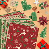 60 Sheet Christmas Pattern Paper, Merry Christmas Scrapbook Papers, Double-Sided Green Red Xmas Origami Craft Wrapping Decoupage Paper for DIY Making Card Party Gift Bags Decoration Supplies