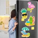 4pcs Cruise Door Magnets Decorations Magnetic, Refrigerator Car Cabin Ship Magnet, Tropical Beach Summer Hawaii Decal, Flamingo Pineapple Surfboard Fridge Sticker for Home Kitchen Cabinet Decor