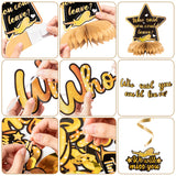 14PCS Farewell Party Decorations Set, Gold and Black Who Said You Could Leave Banner, Will Miss You Hanging Swirls Honeycomb Centerpieces, Women Men Retirement Going Away Goodbye Party Supplies