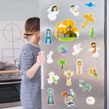 20pcs Easter He Is Risen Refrigerator Magnets, Religious Jesus Scene Car Decorations, Bunny Cross Christian Resurrection Magnetic Fridge Sticker for Home Kitchen Door Cabinet Easter Party Decor