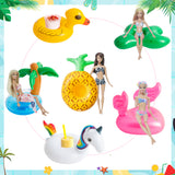 12Pack Swimming Pool Floaties Drink Holder Set, Girl Doll Swim Accessories, Summer Inflatable Flamingos Duck Donut Pineapple Cactus Ring Water Cup Coasters Party Supplies Kids Bath Shower Toy