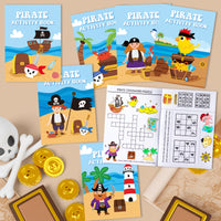 JAPBOR Pirate Activity Coloring Books - 48PCS Mini Pirates Activities Colouring Book Bulk for Kid Party Favor, Summer Nautical Theme Drawing Booklet Goodie Bag Filler, Birthday Class Painting Game