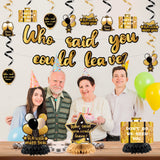 14PCS Farewell Party Decorations Set, Gold and Black Who Said You Could Leave Banner, Will Miss You Hanging Swirls Honeycomb Centerpieces, Women Men Retirement Going Away Goodbye Party Supplies