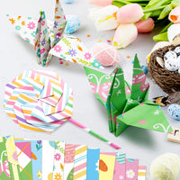 60 Sheet Easter Pattern Scrapbook Paper, Happy Easter Spring Decoupage Origami Paper, Double-Sided Bunny Rabbit Egg Craft Papers Making Card for DIY Party Decor Supplies Gift Decorative