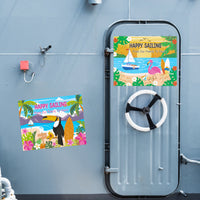 2pcs Large Summer Beach Cruise Door Magnet, Hawaii Refrigerator Car Cabin Ship Magnet Decor, Tropical Ocean Vacation Magnetic Decals Fridge Sticker for Home Kitchen