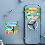 2pcs Large Summer Beach Cruise Door Magnet, Hawaii Refrigerator Car Cabin Ship Magnet Decor, Tropical Ocean Vacation Magnetic Decals Fridge Sticker for Home Kitchen