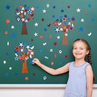 232pcs 4th of July Tree Craft Foam Sticker, Independence Day Glitter Foam Self Adhesive Stickers, Make Your Own Patriotic Star Trees Party Decors Supplies for Kids Art Home Classroom Activities