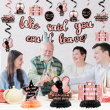 14PCS Farewell Party Decorations Set, Rose Gold Who Said You Could Leave Banner, Will Miss You Hanging Swirls Honeycomb Centerpieces, Women Men Retirement Going Away Goodbye Party Supplies