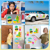 4pcs Cruise Door Magnets Decorations Magnetic, Refrigerator Car Cabin Ship Magnet, Tropical Beach Summer Hawaii Decal, Flamingo Pineapple Surfboard Fridge Sticker for Home Kitchen Cabinet Decor