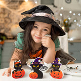 3Pcs Halloween Wooden Centerpieces Table Decorations, Witch Hat Black Cat Pumpkin Tiered Tray Set Desk Decor, Happy Fall Halloween Party Themed Sign Wood Block Tabletop Décor for Home Kitchen