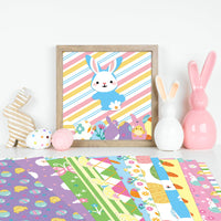 60 Sheet Easter Pattern Scrapbook Paper, Happy Easter Spring Decoupage Origami Paper, Double-Sided Bunny Rabbit Egg Craft Papers Making Card for DIY Party Decor Supplies Gift Decorative