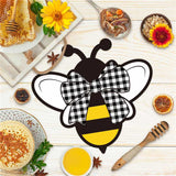 JAPBOR 50PCS Bee Shaped Paper Place Mats Disposable, Spring Summer Honey Bees Printed Theme Placemats, Rustic Plates Table Settings Mat, Seasonal Placemat for Holiday Party Kitchen Dinner Decoration