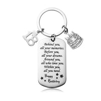 JAPBOR 18th Happy Birthday Key Chain Ring Present for Boys Girls Teenager, Inspirational Friendship Gift Double-Sided Engraving Stainless Steel Keyring High School College Student Gifts for Classmate