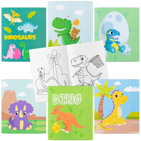 JAPBOR 24pcs Dinosaur Coloring Books for Kids, Color Drawing DIY Story Art Doodle Booklet Painting Books Drawing Coloring Book Creative Activity Party Supplies Book Gift Class Party Favor for Kids