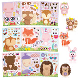 JAPBOR 45PCS Floral Woodland Animals Make a Face Stickers, Make You Own Pink Flowers Boho Sticker Games, Kids Goodie Bags Filler Reward, DIY Art Good Gift for School Forest Friends Girls Party Favor