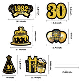 JAPBOR 6PCS Happy 30th Birthday Yard Sign, Black Gold Shiny 30th Lawn Signs with Stakes, Cheers to 30 Years Old Bday Outdoor Lawn Decorations, Women Men 1992 Party Yard Anniversary Decor Supplies