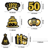 JAPBOR 6PCS Happy 50th Birthday Yard Sign, Black Gold Shiny 50th Lawn Signs with Stakes, Cheers to 50 Years Old Bday Outdoor Lawn Decorations, Women Men 1972 Party Yard Anniversary Decor Supplies